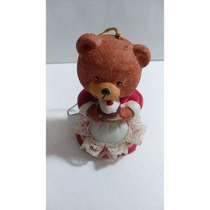 Vintage Jasco Teddy Bear Christmas Ornament Bell L'il Chimer Made In Taiwan